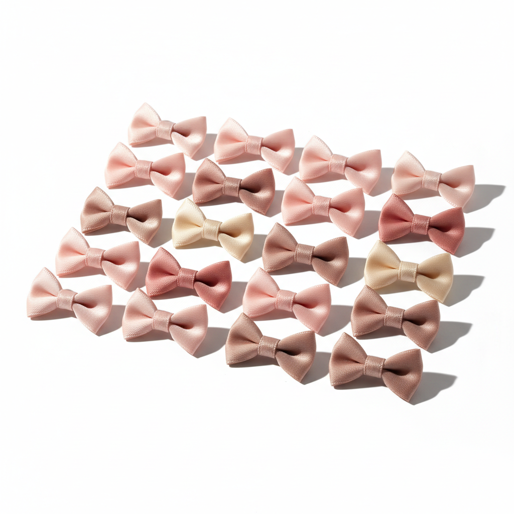 Beautiful blush satin bows on white background